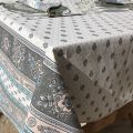 Provence square coated cotton tablecloth "Bastide" turquoise by "Marat d'Avignon"