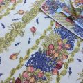 Rectangular coated coton tablecloth "Roses and lavender"