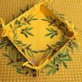 Coated cotton bread basket with laces, "Nyons" Olives yellow
