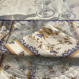 Table napkins "Moustiers" ecru and blue