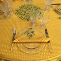 Coated cotton round tablecloth "Nyons" yellow, by TISSUS TOSELLI