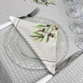 Rectangular coated cotton tablecloth "Nyons" olives ecru