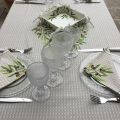 Rectangular coated cotton tablecloth "Nyons" olives ecru