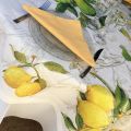 Tessitura Toscana Tellerie, round linen tablecloth "Limoncello"