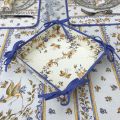 Coated cotton bread basket with laces "Moustiers" blue bird