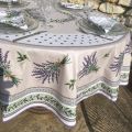 Round cotton tablecloth, diameter 91 inch "Lauris" olives and lavandes , by TISSUS TOSELLI