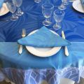 Rectangular webbed Jacquard tablecloth "Balata" blue by Tissus Toselli