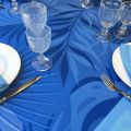 Rectangular webbed Jacquard tablecloth "Balata" blue by Tissus Toselli