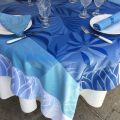 Rectangular webbed Jacquard tablecloth "Balata" blue by Tissus Toselli