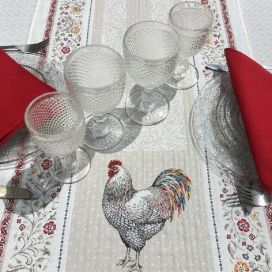 Webbed table runner Hems and roosters "Lafayette" Tissus Tosseli