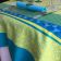 Nappe rectangulaire Jacquard "Ribeauvillé" Turquoise, jaune, Tissus Toselli