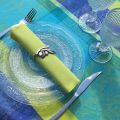 Round Jacquard tablecloth, stain resistant Teflon "Maussanne" turquoise