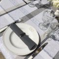 Rectangular Jacquard tablecloth, stain resistant Teflon "Maussanne"  ecru, grey