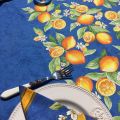 Provence rectangular placed tablecloth "Citrons" blue and yellow from Tissus Toselli