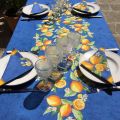 Provence rectangular placed tablecloth "Citrons" blue and yellow from Tissus Toselli