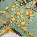Rectangular centred coated cotton tablecloth "Citrons" green and yellow