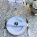 Rectangular coated cotton tablecloth "Versailles" naturel and beige