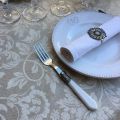 Nappe rectangulaire en coton enduit "Versailles" naturel et beige