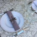 Nappe rectangulaire en coton enduit "Versailles" naturel et beige