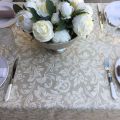 Nappe rectangulaire en coton enduit "Versailles" naturel et beige