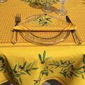 Rectangular coated cotton tablecloth "Nyons" olives jaune