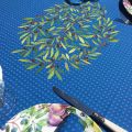 Rectangular centred cotton tablecloth "Nyons" blue