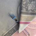 Jacquard table napkins "Versailles" grey anb pink  by Tissus Toselli