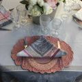 Serviette de table Jacquard "Versailles" gris et rose, Tissus Toselli