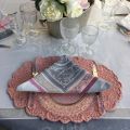 Square Jacquard tablecloth "Versailles" grey and pink, by Tissusz Toselli