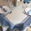 Nappe carrée Jacquard "Versailles" grise et bleue, Tissus Toselli