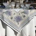 Square Jacquard tablecloth Lavandes et olives "Castillon"