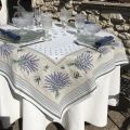 Square Jacquard tablecloth Lavandes et olives "Castillon"