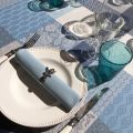 Square coated Jacquard tablecloth, stain resistant Teflon "Sisteron" adriatique, perle