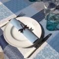 Square coated Jacquard tablecloth, stain resistant Teflon "Sisteron" adriatique, perle