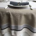 Rectangular Jacquard tablecloth, Teflon "Olivia" ecru and grey, by Tissus Toselli