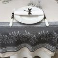 Square Jacquard tablecloth, Teflon "Olivia" ecru and grey, by Tissus Toselli