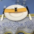 Rectangular Jacquard tablecloth, Teflon "Olivia" blue, yellow, by Tissus Toselli
