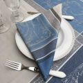 Serviette de table Jacquard "Versailles" gris et bleu, Tissus Toselli