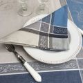 Jacquard table napkins "Versailles" grey and blue  by Tissus Toselli