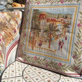 Housse de coussin Jacquard,  "Nice" Tissus Toselli, Nice