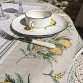 Rectangular Jacquard tablecloth lemons and mimosa "Menton"