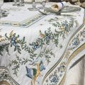 Square Jacquard tablecloth "Moustiers" ecru and green