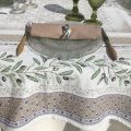 Square Jacquard webbed tablecloth  Olives "Lubéron" TISSUS TOSELLI, Nice