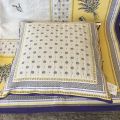 Provence Jacquard cushion cover, Olives and lavender "Castillon" yellow from Tissus Toselli in Nice