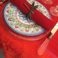 Rectangular Jacquard polyester tablecloth "Chamaret" red and orange  from "Sud Etoffe"