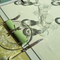 Rectangular Jacquard polyester tablecloth "Eygalière" green from "Sud Etoffe"
