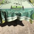 Rectangular Jacquard polyester tablecloth "Eygalière" green from "Sud Etoffe"