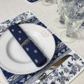 Rounb tablecloth in cotton "Avignon" blue and white by "Marat d'Avignon"