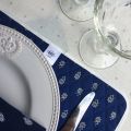 Nappe provençale ronde en coton "Avignon" bleue et blanche "Marat d'Avignon"