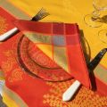 Rectangular Jacquard polyester tablecloth "Lavandiere" orange color from "Sud Etoffe"